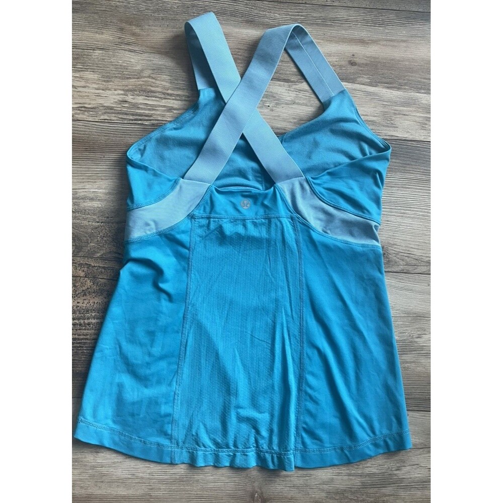 Lululemon Tank Top Womens Teal Blue Tank Sports Bra Size 4 - Picture 2 of 5